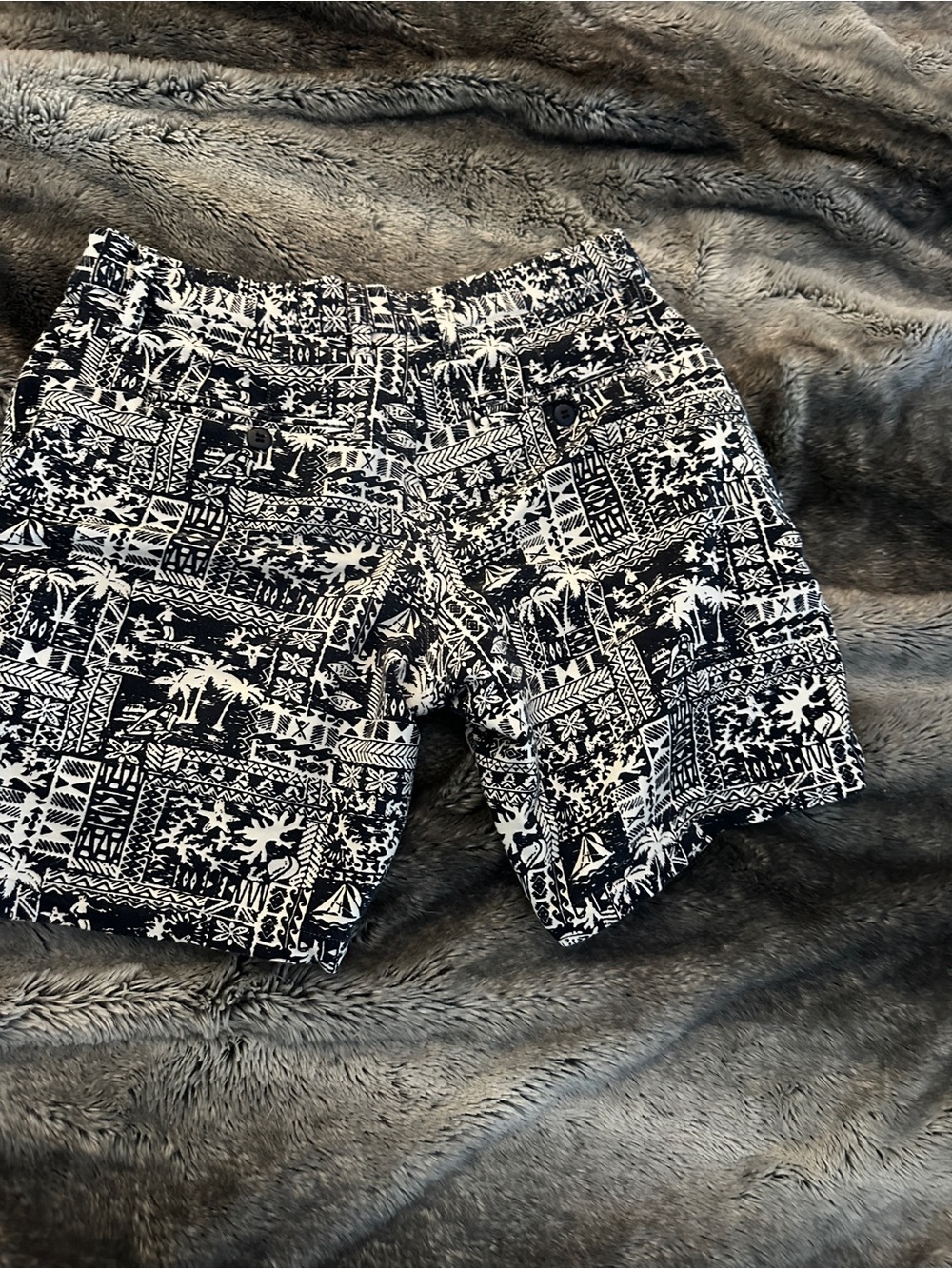 Slate & Stone Black and White Printed Jean Shorts